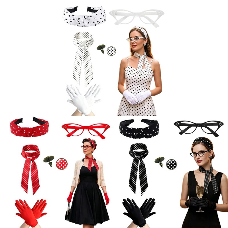 Women'S Accessories In The 1950S - 5Pcs Kostum Wanita Era 1950-an dengan