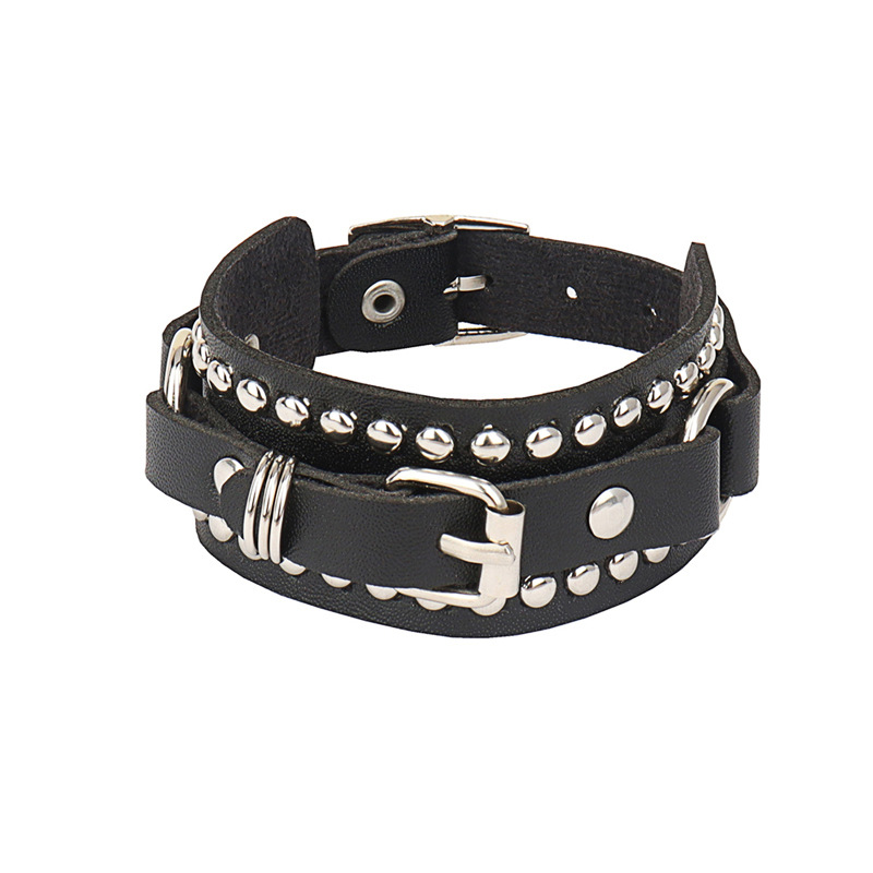 Goth hitam gelang kulit gelang - Women'S Emo Accessories ulasan dan harga