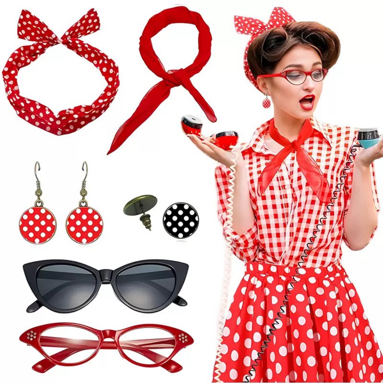 Kostum Pesta Retro Hippie Wani - Women'S Accessories In The 1950S ulasan dan harga